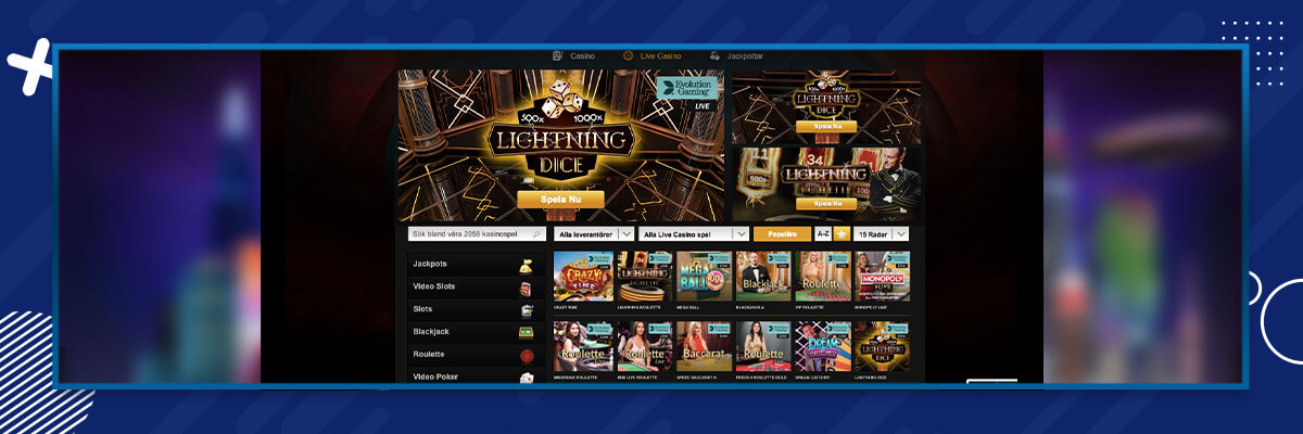 Videoslots live casino