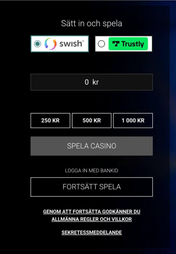 Sätt in pengar hos VoodooDreams