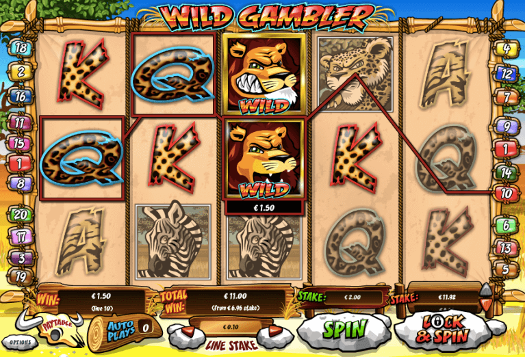 Wild Gambler spelplan.