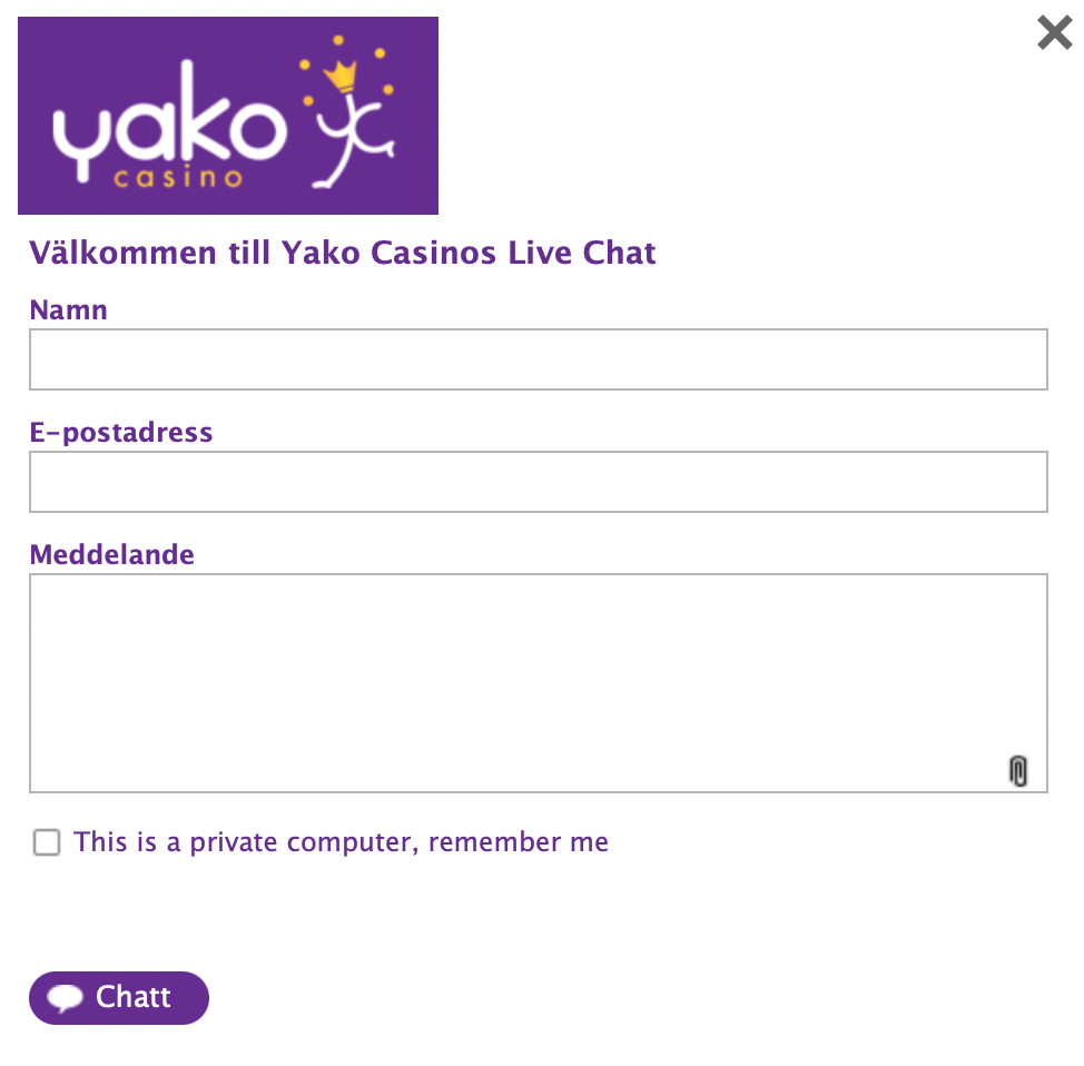 Yako Casino support.