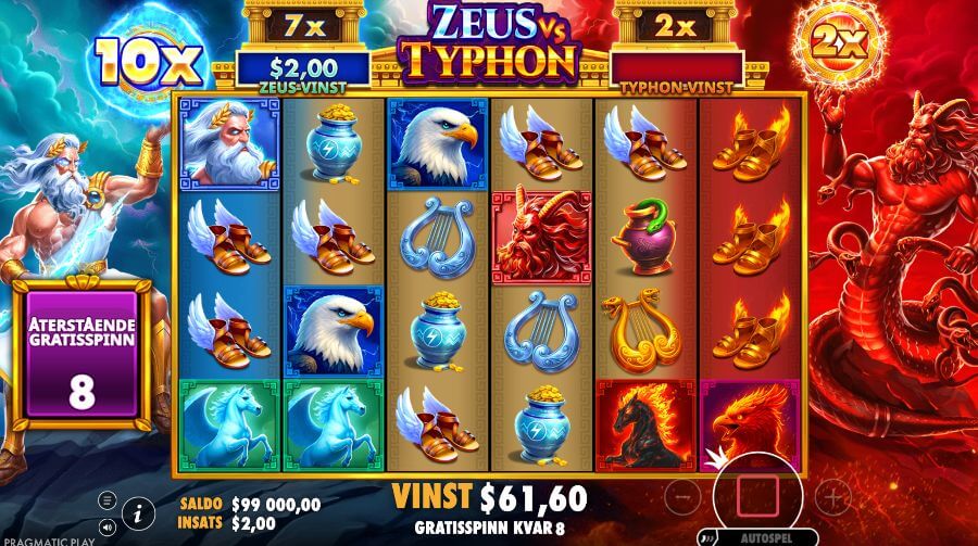 Super free spins-läget i Zeus vs Typhon
